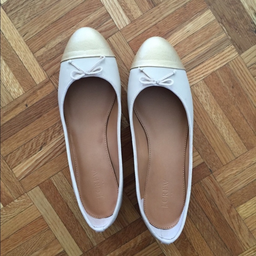 Beige and gold jcrew ballet flats 8.5
